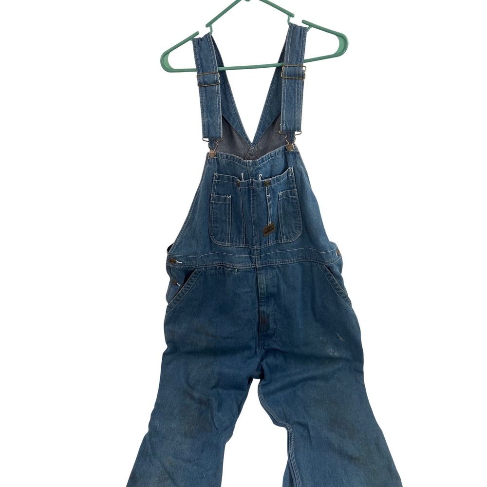 Big Smith Denim Overalls 40x30 Blue Distressed Workwear Mens